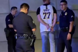 往WNBA赛场扔假阳具的哥们被捕 关键他还穿着东契奇球衣