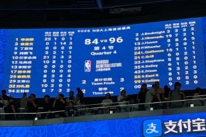 战报：上海84-96负G联赛联队