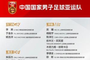 战报：U23国足亚运会名单公布