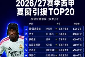 1.25亿欧元！迪奥曼德领衔，西甲TOP20引援数据揭秘