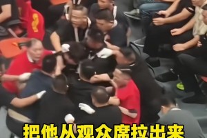 绝对故意的杨瀚森竟被自家球迷拿球砸！闹事者被保安迅速拉走